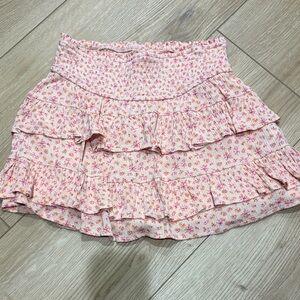 Flowered layered mini skirt
